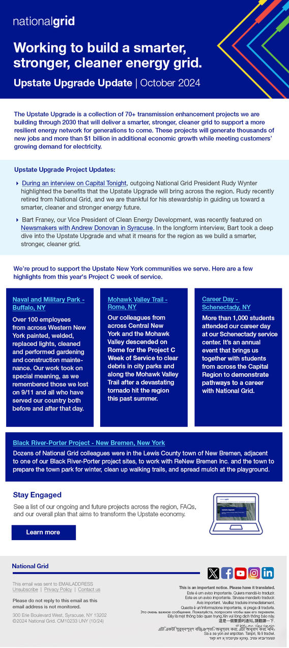 Upstate Upgrade Update 2024-10-10